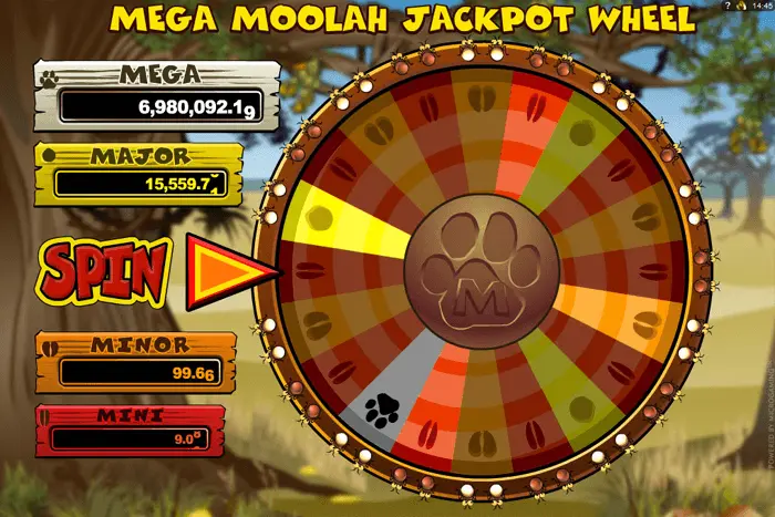 Megamoolah jackpot wheel