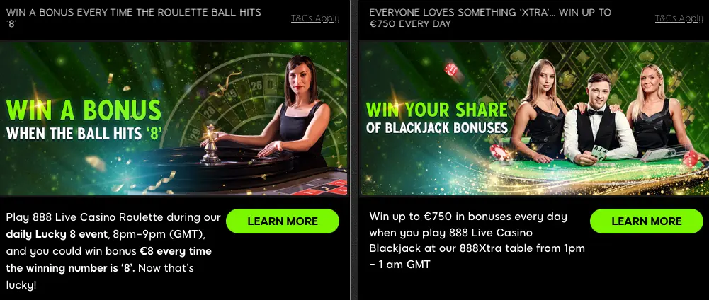 888 Live Casino Bonus