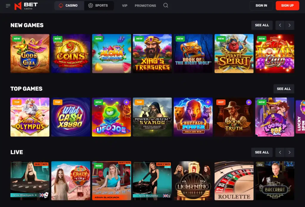 N1Bet Casino Available Games