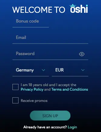 Oshi Casino Sign Up