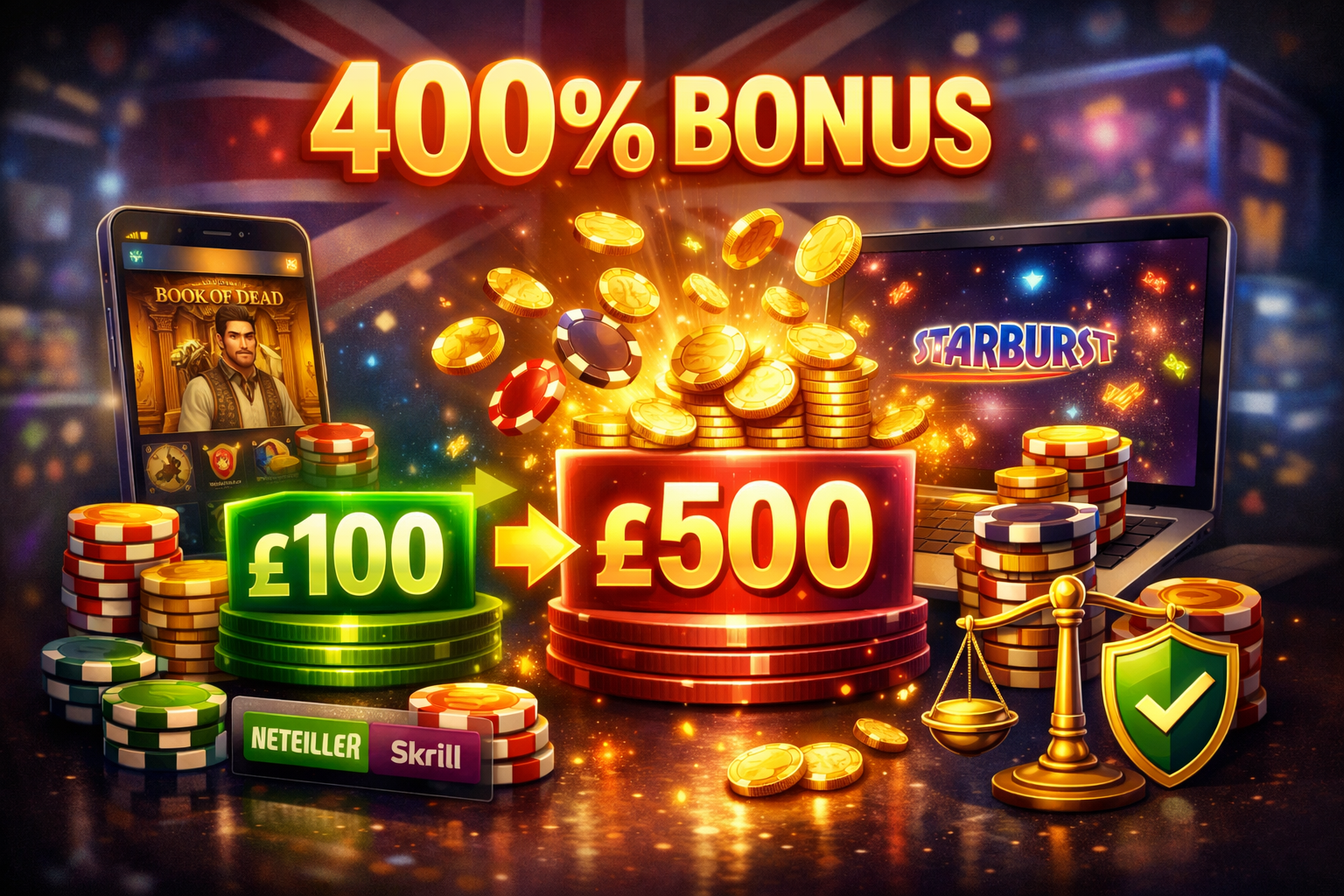 Best 10 Deposit Casinos in the UK with a 400% Casino Bonus 2026