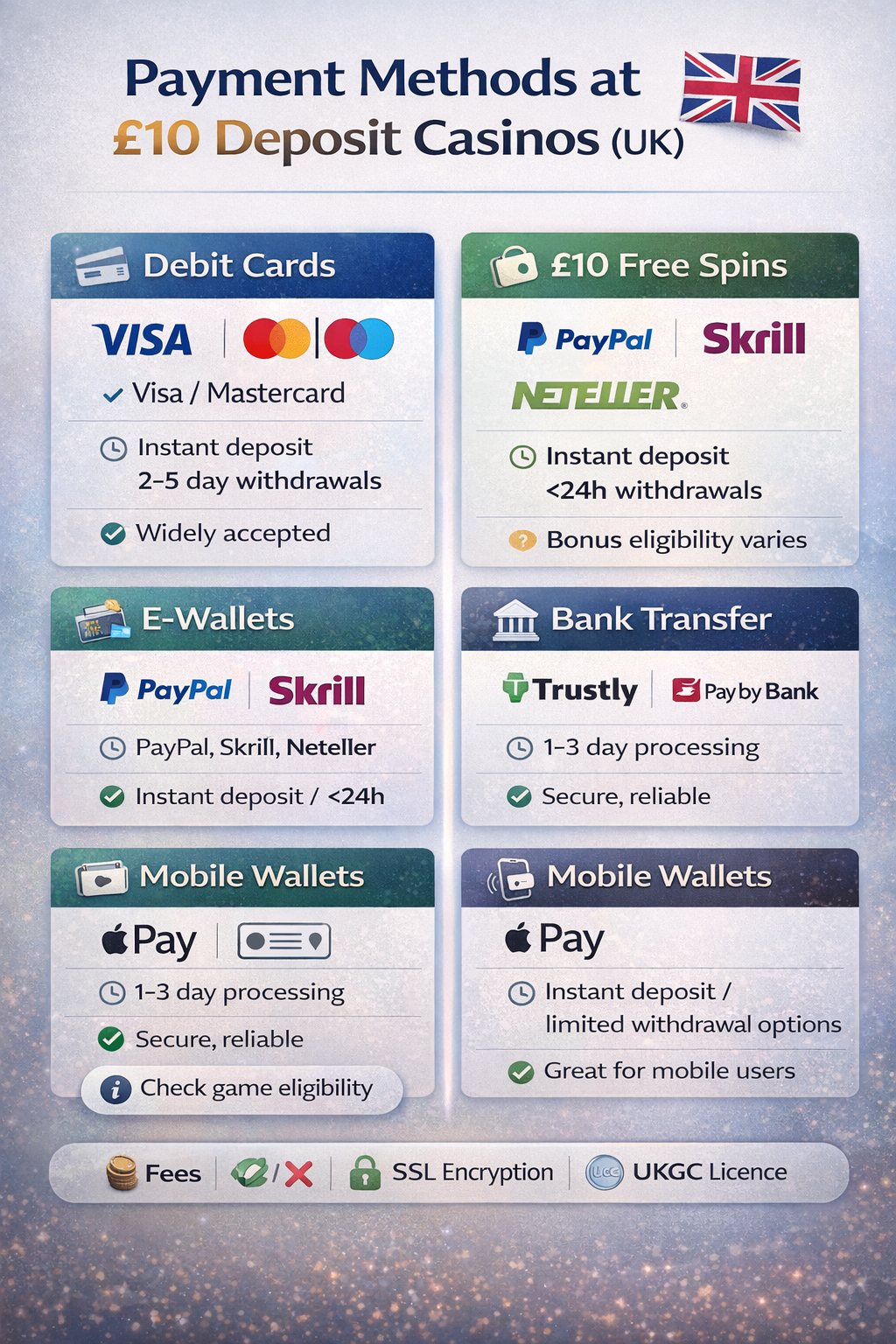 Payment Methods at £10 Deposit Casinos in the UK 2026