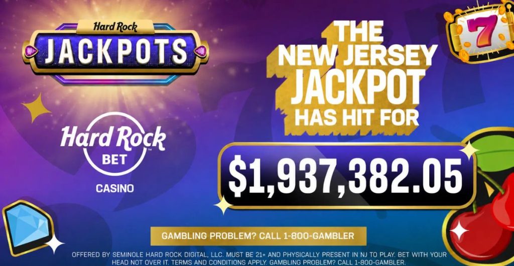 Another New Jersey Player Strikes It Big With $1.94M Jackpot on a $2 Spin at Hard Rock Bet